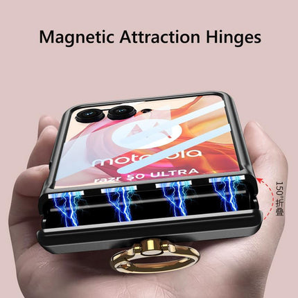 Kapa Magnetic Hinge and Ring Back Cover for Motorola Razr 60 Ultra | Ultra Thin Shockproof Slim Hard Protective Case (Black)