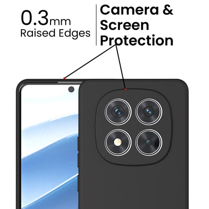 Kapa Matte Protective Lens Flexible Back Cover for Redmi Note 14 Pro (5G) | Slim Silicone with Soft Lining Shockproof Full Body Bumper Case (Black)