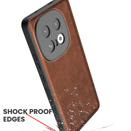 Kapa Tux Leather Back Cover for Iqoo 13 (5G) | Slim Shockproof Camera Protection Bumper Case (Brown)