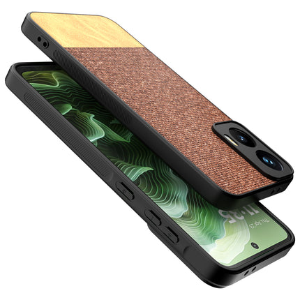 Kapa Soft Fabric & Leather Hybrid Protective Back Cover for Moto G35 | Shockproof Slim Hard Anti Slip Back Case (Brown)