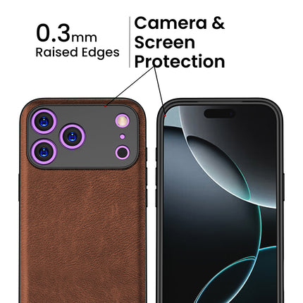 Kapa Tux Leather Back Cover for Apple iPhone 17 Pro | Slim Shockproof Camera Protection Bumper Case (Brown)