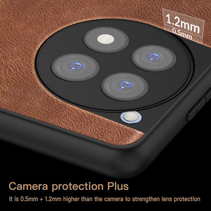 Kapa Tux Leather Back Cover for Oneplus 12R | Slim Shockproof Camera Protection Bumper Case (Brown) - Mobizang