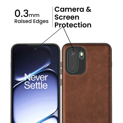 Kapa Tux Leather Back Cover for OnePlus 15R | Slim Shockproof Camera Protection Bumper Case (Brown) - Mobizang