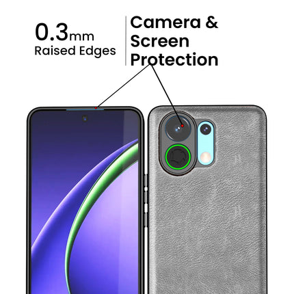 Kapa Tux Leather Back Cover for Oppo K13 Turbo / K13 Turbo Pro | Slim Shockproof Camera Protection Bumper Case (Grey)
