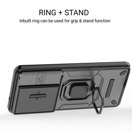 Kapa Armor Slider Back Cover for Samsung Galaxy S26 Ultra | Inbuilt Ring + Camera Slider Shockproof Lens Protection Bumper Back Case (Black)