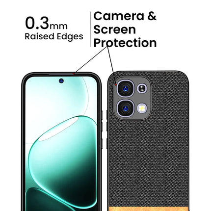Kapa Soft Fabric & Leather Hybrid Protective Back Cover for Oppo F31 5G | Shockproof Slim Hard Anti Slip Back Case (Black,Brown)