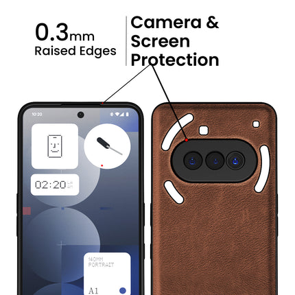Kapa Tux Leather Back Cover for Nothing Phone 3A 5G | Slim Shockproof Camera Protection Bumper Case (Brown)