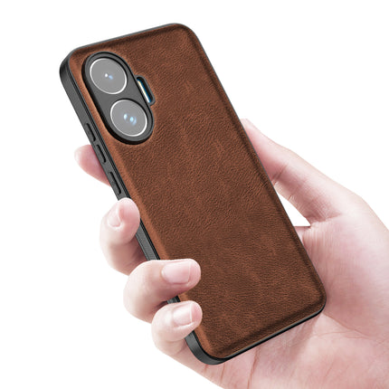 Kapa Tux Leather Back Cover for Poco F7 5G | Slim Shockproof Camera Protection Bumper Case (Brown)