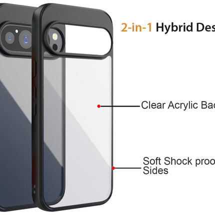 Kapa Hawkeye Clear Back Cover for Google Pixel 9 / Pixel 9 PRO | Camera Lens Protector Shockproof Slim Clear Case Cover (Black)