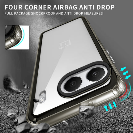 Kapa Warrior Acrylic Clear Back Cover For OnePlus Nord 4 | Slim Shockproof [Military Grade Protection] Hybrid Bumper Case (Grey Sides)