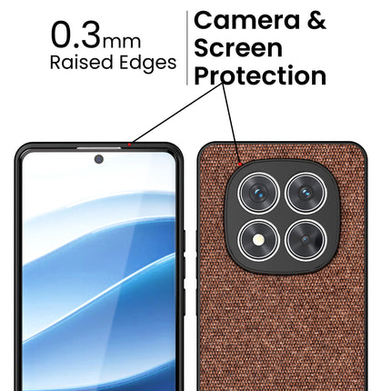 Kapa Soft Fabric & Leather Hybrid Protective Back Cover for Redmi Note 14 Pro (5G) | Shockproof Slim Hard Anti Slip Back Case (Brown)