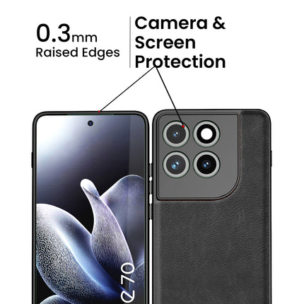 Kapa Tux Leather Back Cover for Moto Edge 70 | Slim Shockproof Camera Protection Bumper Case (Black)