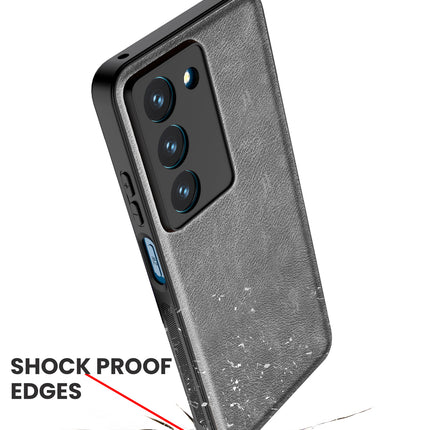 Kapa Tux Leather Back Cover for Realme 14X | Slim Shockproof Camera Protection Bumper Case (Grey)