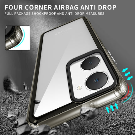 Kapa Warrior Acrylic Clear Back Cover For Iqoo Z9 Lite | Slim Shockproof [Military Grade Protection] Hybrid Bumper Case (Grey Sides)