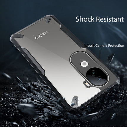 Kapa Bull Clear Back Cover for Iqoo Z9S (5G) | [Military Grade Protection] Shock Proof Slim Hybrid Bumper Case (Black)