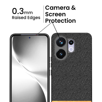 Kapa Soft Fabric & Leather Hybrid Protective Back Cover for Vivo V60 / V60e / Vivo T4 Pro 5G | Shockproof Slim Hard Anti Slip Back Case (Black,Brown)