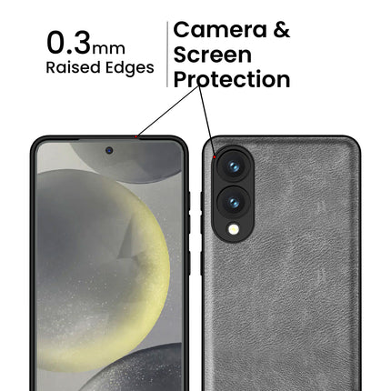 Kapa Tux Leather Back Cover for Samsung Galaxy S25 Edge | Slim Shockproof Camera Protection Bumper Case (Grey)