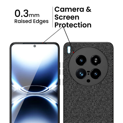 Kapa Soft Fabric & Leather Hybrid Protective Back Cover for Vivo X200 Ultra | Shockproof Slim Hard Anti Slip Back Case (Black,Brown)