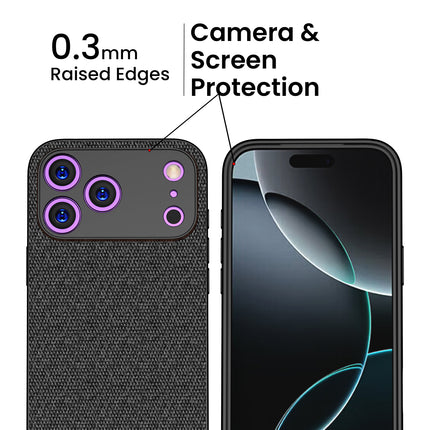 Kapa Soft Fabric & Leather Hybrid Protective Back Cover for Apple iPhone 17 Pro Max | Shockproof Slim Hard Anti Slip Back Case (Black,Brown)