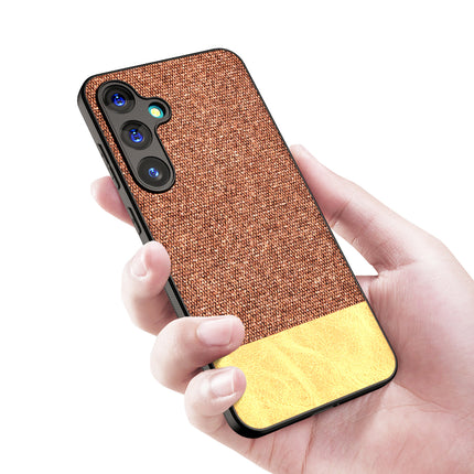Kapa Soft Fabric & Leather Hybrid Protective Back Cover for Samsung Galaxy A55 (5G) | Shockproof Slim Hard Anti Slip Back Case (Brown)