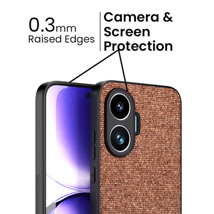 Kapa Soft Fabric & Leather Hybrid Protective Back Cover for Poco F7 5G | Shockproof Slim Hard Anti Slip Back Case (Brown)