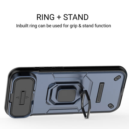 Kapa Armor Slider Back Cover for Apple iPhone 17 Air | Inbuilt Ring + Camera Slider Shockproof Lens Protection Bumper Back Case (Blue)