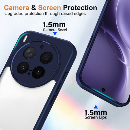 Kapa Hawkeye Clear Slim Tough Back Cover for Vivo X300 Pro 5G | Camera Lens Protector Anti Yellow Shockproof Clear Hybrid Case Cover (Blue) - Mobizang