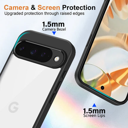 Kapa Hawkeye Clear Slim Tough Back Cover for Google Pixel 10 | Camera Lens Protector Anti Yellow Shockproof Clear Hybrid Case Cover (Black)