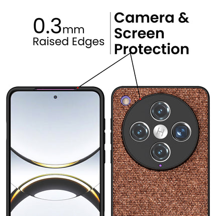 Kapa Soft Fabric & Leather Hybrid Protective Back Cover for Oppo Find X8 Pro | Shockproof Slim Hard Anti Slip Back Case (Brown)