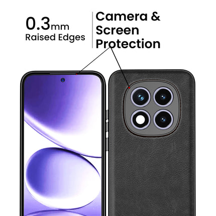 Kapa Tux Leather Back Cover for Redmi Note 15 Pro 5G | Slim Shockproof Camera Protection Bumper Case (Black) - Mobizang