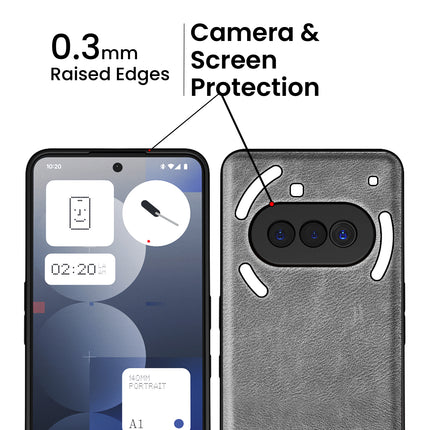 Kapa Tux Leather Back Cover for Nothing Phone 3A 5G | Slim Shockproof Camera Protection Bumper Case (Grey)