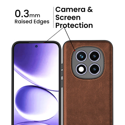 Kapa Tux Leather Back Cover for Redmi Note 15 Pro 5G | Slim Shockproof Camera Protection Bumper Case (Brown) - Mobizang
