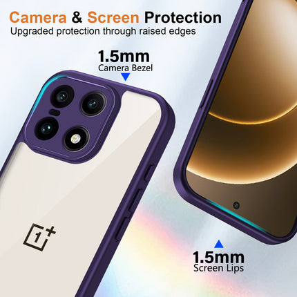 Kapa Hawkeye Clear Slim Tough Back Cover for OnePlus 15 | Camera Lens Protector Anti Yellow Shockproof Clear Hybrid Case Cover (Purple) - Mobizang