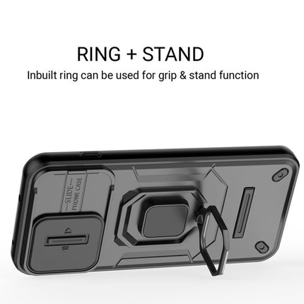 Kapa Armor Slider Back Cover for OnePlus 13S | Inbuilt Ring + Camera Slider Shockproof Lens Protection Bumper Back Case (Black) - Mobizang
