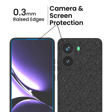 Kapa Soft Fabric & Leather Hybrid Protective Back Cover for Poco X7 Pro | Shockproof Slim Hard Anti Slip Back Case (Black,Brown) - Mobizang