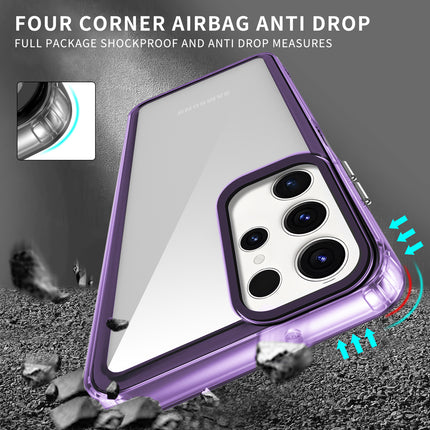 Kapa Warrior Acrylic Clear Back Cover For Samsung Galaxy S25 Ultra | Slim Shockproof [Military Grade Protection] Hybrid Bumper Case (Purple Sides)