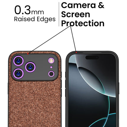 Kapa Soft Fabric & Leather Hybrid Protective Back Cover for Apple iPhone 17 Pro | Shockproof Slim Hard Anti Slip Back Case (Brown)