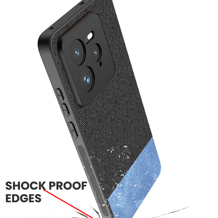 Kapa Soft Fabric & Leather Hybrid Protective Back Cover for Realme GT 7 PRO | Shockproof Slim Hard Anti Slip Back Case (Black,Blue)