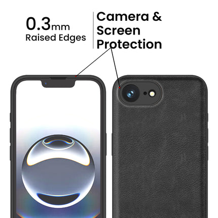 Kapa Tux Leather Back Cover for Apple iPhone 16E | Slim Shockproof Camera Protection Bumper Case (Black) - Mobizang