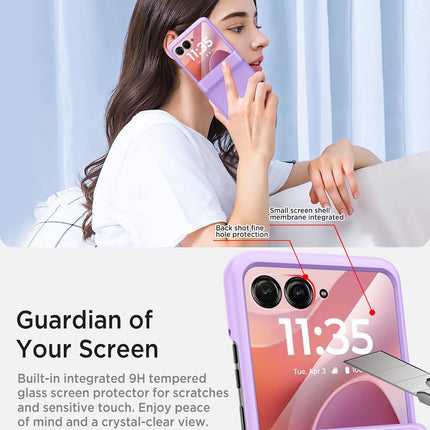 Kapa Textured Grip Hinge Protection Back Cover for Moto Razr 50 Ultra| with [Inbuilt Glass] Full Body Shockproof Hard Back Case (Purple) - Mobizang