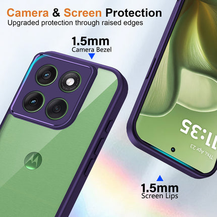 Kapa Hawkeye Clear Slim Tough Back Cover for Moto Edge 70 | Camera Lens Protector Anti Yellow Shockproof Clear Hybrid Case Cover (Purple)