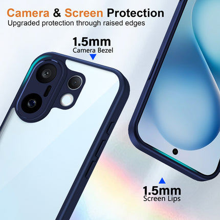 Kapa Hawkeye Clear Slim Tough Back Cover for Vivo X200 FE 5G | Camera Lens Protector Anti Yellow Shockproof Clear Hybrid Case Cover (Blue Sides) - Mobizang