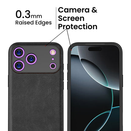 Kapa Tux Leather Back Cover for Apple iPhone 17 Pro | Slim Shockproof Camera Protection Bumper Case (Black)