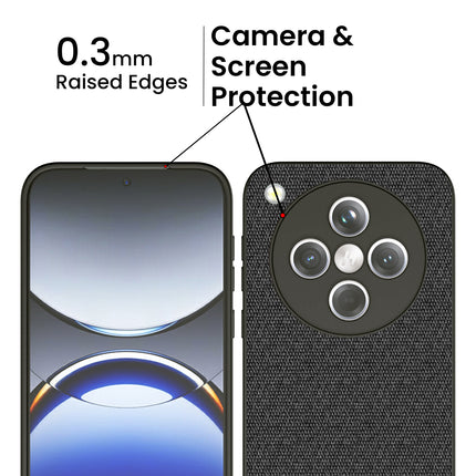 Kapa Soft Fabric & Leather Hybrid Protective Back Cover for Oppo Find X8 | Shockproof Slim Hard Anti Slip Back Case (Black,Blue)