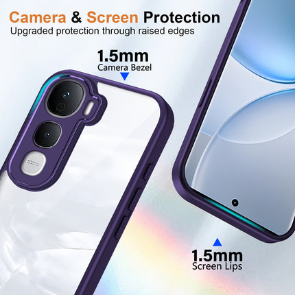 Kapa Hawkeye Clear Slim Tough Back Cover for Vivo Y400 Pro 5G | Camera Lens Protector Anti Yellow Shockproof Clear Hybrid Case Cover (Purple Sides) - Mobizang