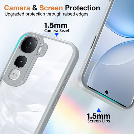 Kapa Hawkeye Clear Slim Tough Back Cover for Vivo Y400 Pro 5G | Camera Lens Protector Anti Yellow Shockproof Clear Hybrid Case Cover (Grey Sides)