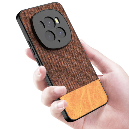 Kapa Soft Fabric & Leather Hybrid Protective Back Cover for Honor Magic 6 PRO | Shockproof Slim Hard Anti Slip Back Case (Brown)