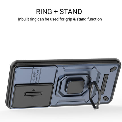 Kapa Armor Slider Back Cover for Samsung Galaxy S26 | Inbuilt Ring + Camera Slider Shockproof Lens Protection Bumper Back Case (Blue)