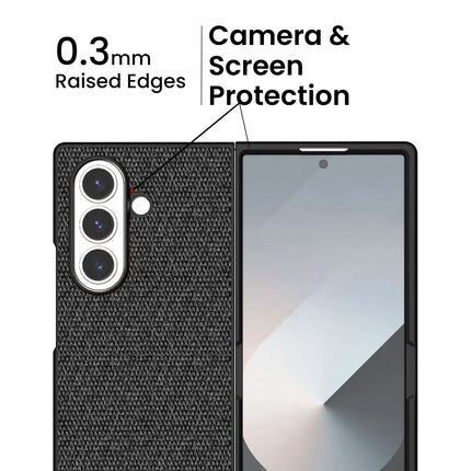 Kapa Soft Full Fabric Protective Back Case Cover for Samsung Galaxy Z Fold 7 | Shockproof Slim Hard Anti Slip Back Case (Black)