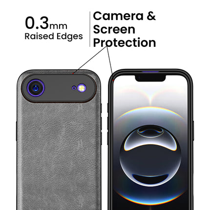 Kapa Tux Leather Back Cover for Apple iPhone 17 Air | Slim Shockproof Camera Protection Bumper Case (Grey) - Mobizang